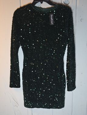 green doll dress Sequin Green Ms Perfect Babydoll Birthday Dress, Sizes XS-XXL, Ellae Lisque - Perfect Lace Dress for Birthdays main image 0